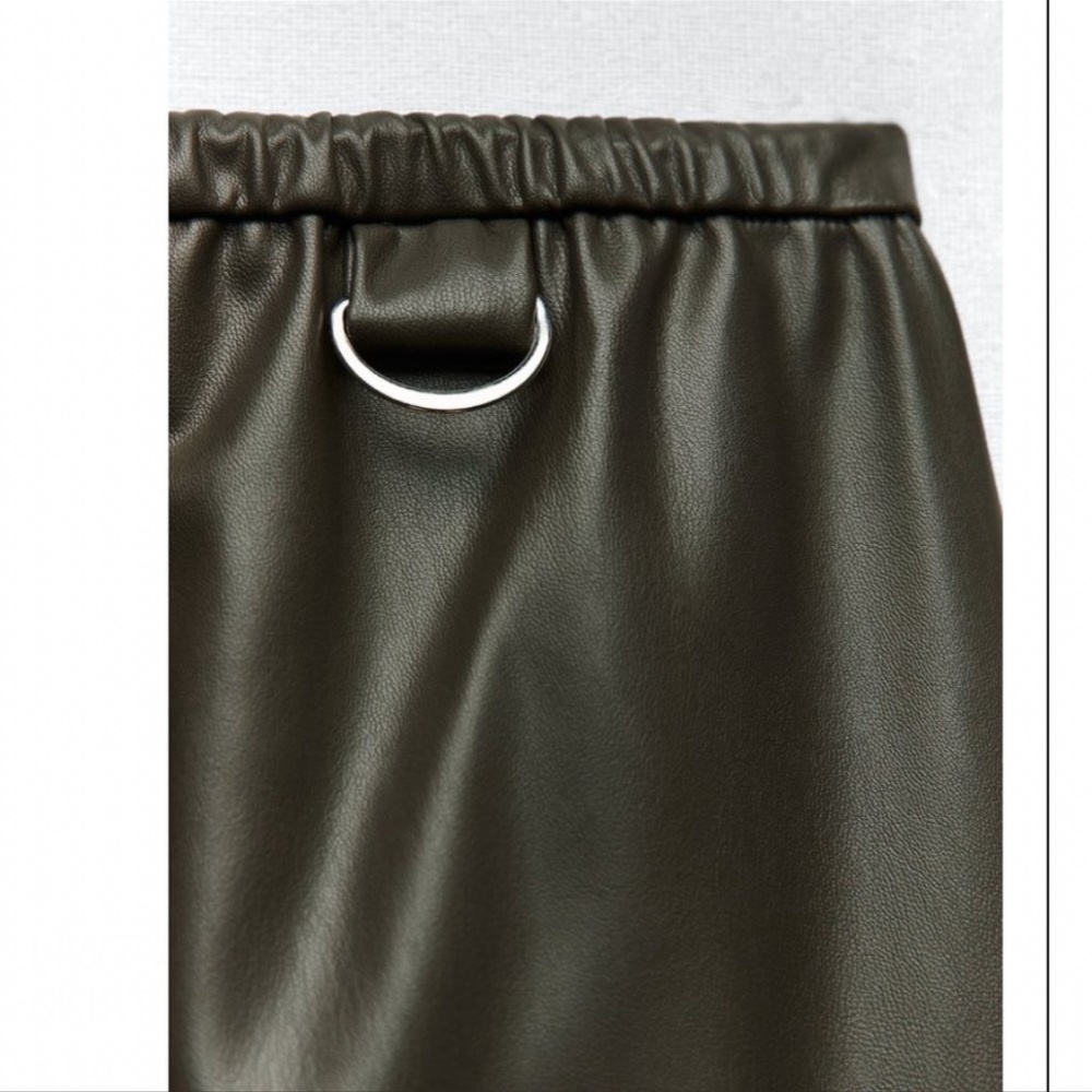 NWT ZARA FAUX LEATHER CARGO SKIRT ANTHRACITE GREY - Picture 8 of 8